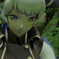 3D render of Haze sitting in the grass at the spirit sealstone. She looks worried. Elnath is unconscious with her hed resting on Haze's lap, with Haze's hand in her hair. Elnath looks like she might be having a nightmare. (in-game models)